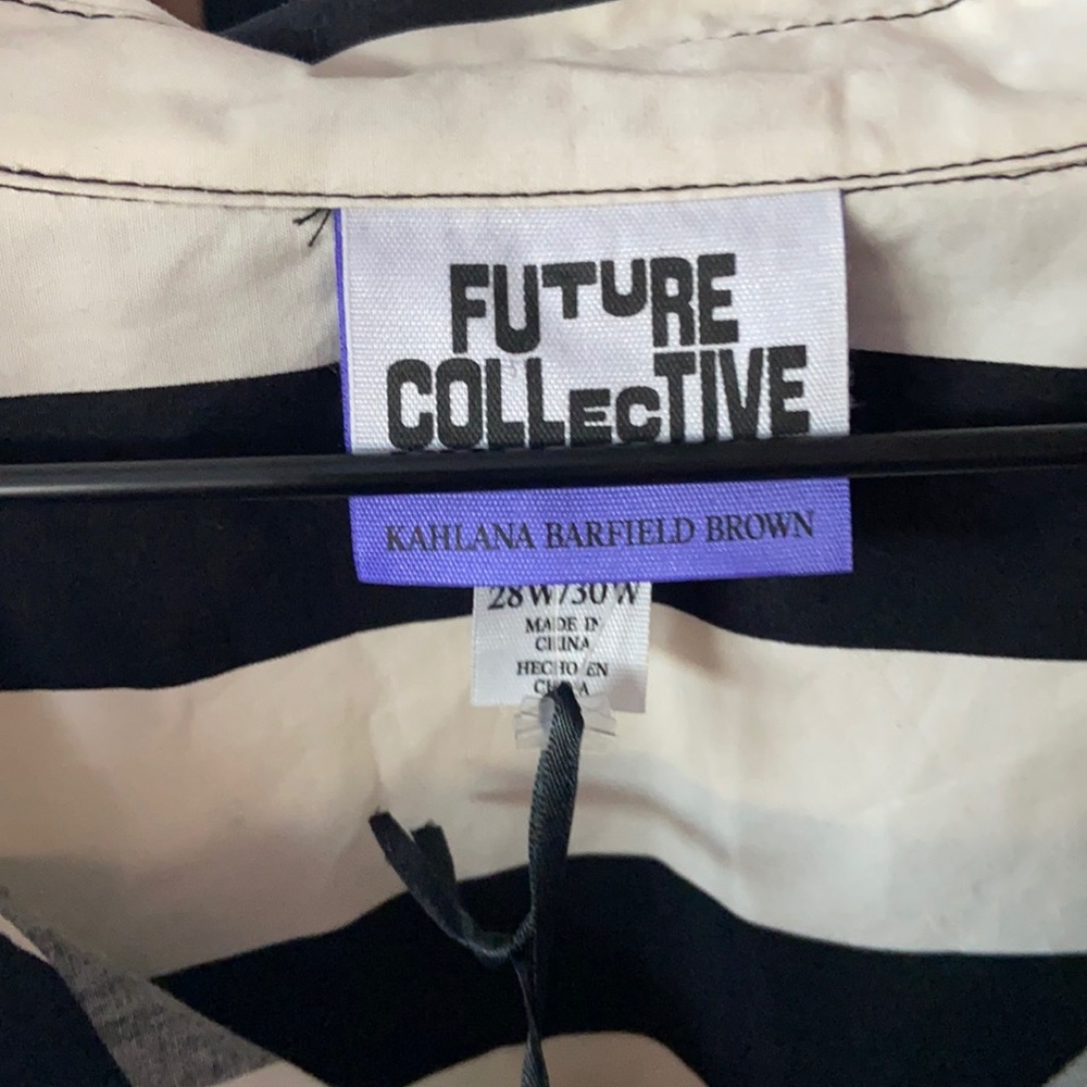 🔖 FUTURE COLLECTIVE Kahlana Barfield Brown Asymmetrical Long Sleeve Shirt Dress - Picture 12 of 17